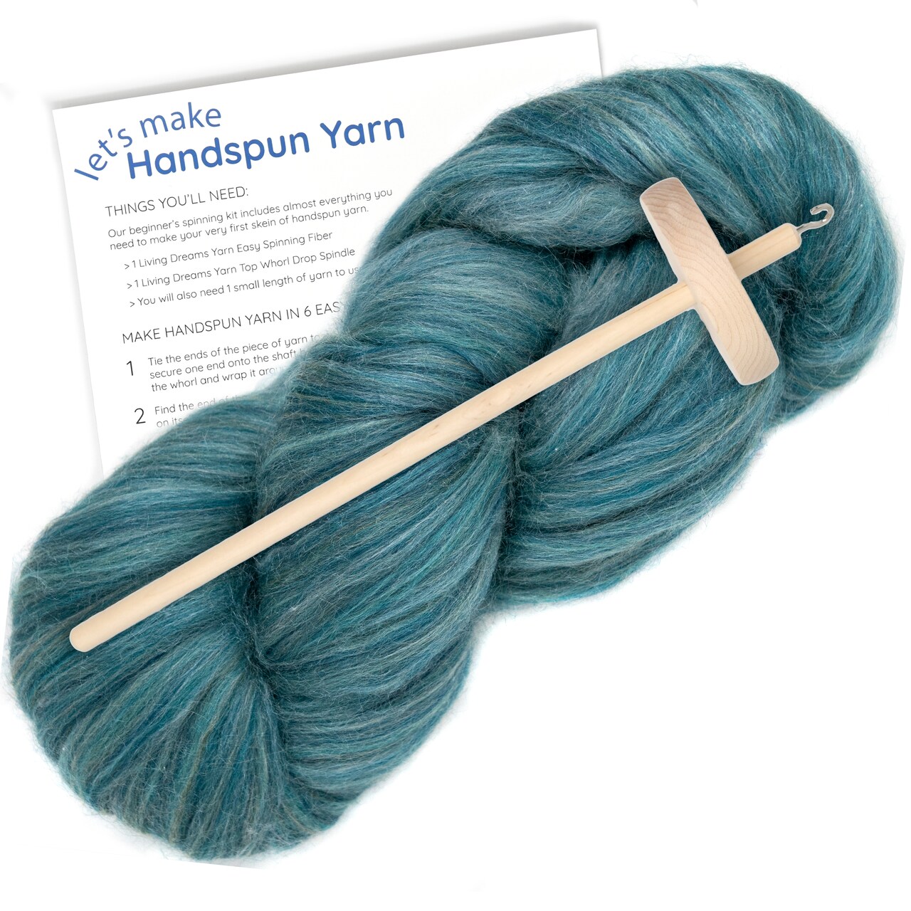 LEARN TO SPIN - Beginner's Spinning Kit with Drop Spindle and Merino/Silk Pencil Roving. Choose your color. Great gift idea